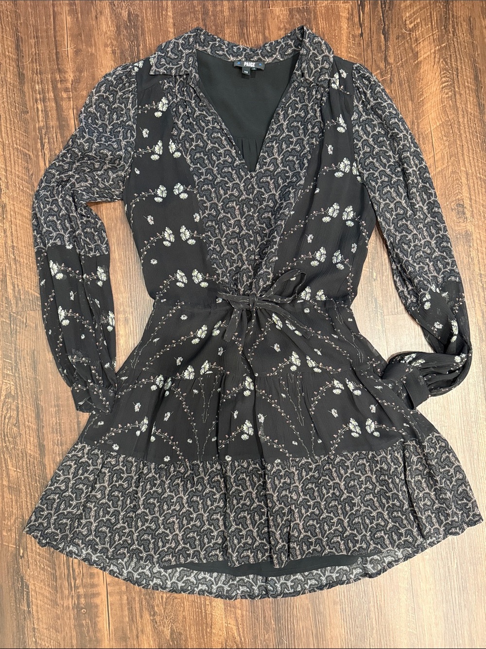 PAIGE Black Floral Mini Dress